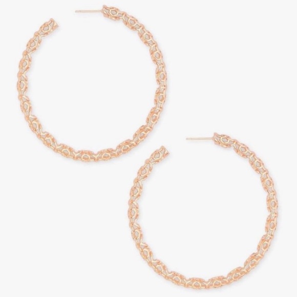 NEW Kendra Scott 2.5” Maggie Hoops in Rose Gold Filigree - Picture 8 of 8